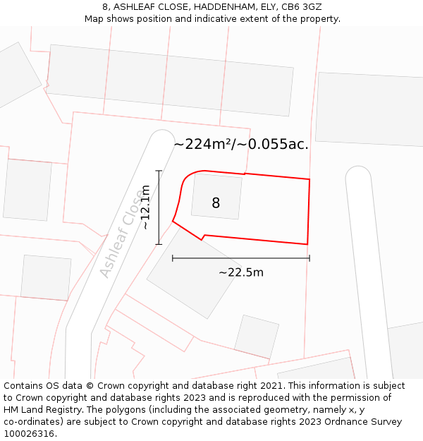 8, ASHLEAF CLOSE, HADDENHAM, ELY, CB6 3GZ: Plot and title map