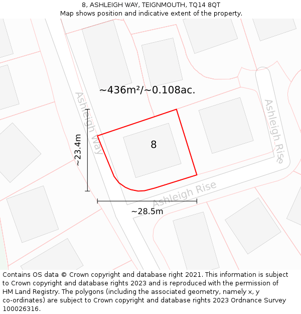 8, ASHLEIGH WAY, TEIGNMOUTH, TQ14 8QT: Plot and title map