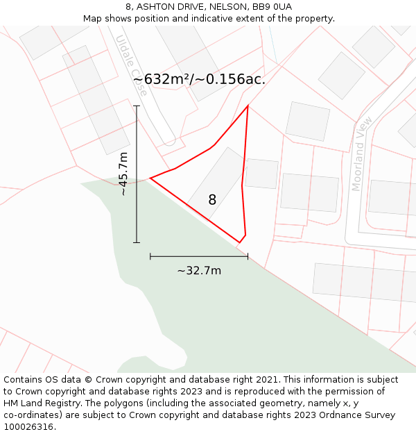 8, ASHTON DRIVE, NELSON, BB9 0UA: Plot and title map