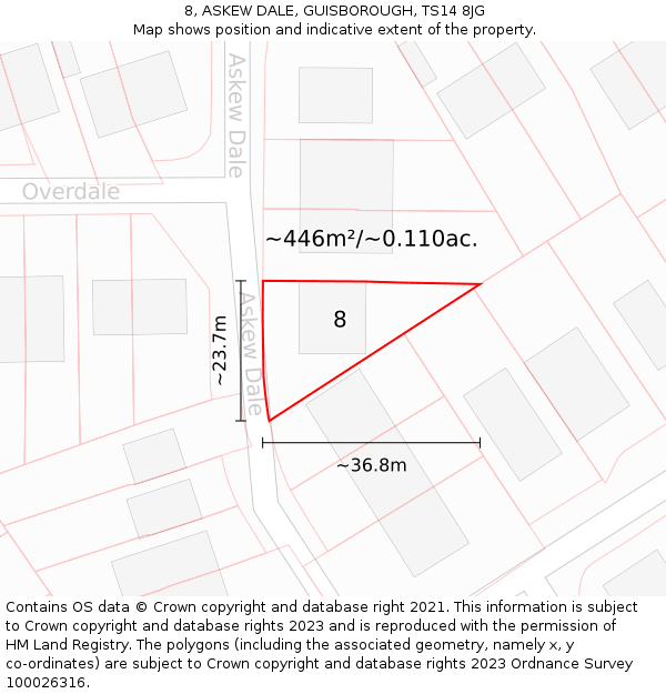 8, ASKEW DALE, GUISBOROUGH, TS14 8JG: Plot and title map