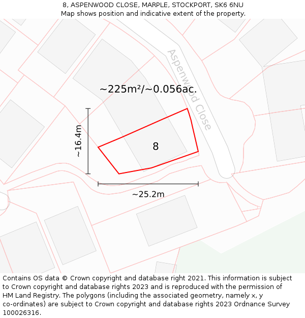 8, ASPENWOOD CLOSE, MARPLE, STOCKPORT, SK6 6NU: Plot and title map
