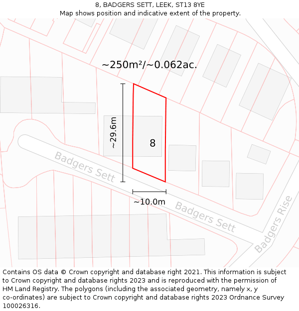 8, BADGERS SETT, LEEK, ST13 8YE: Plot and title map