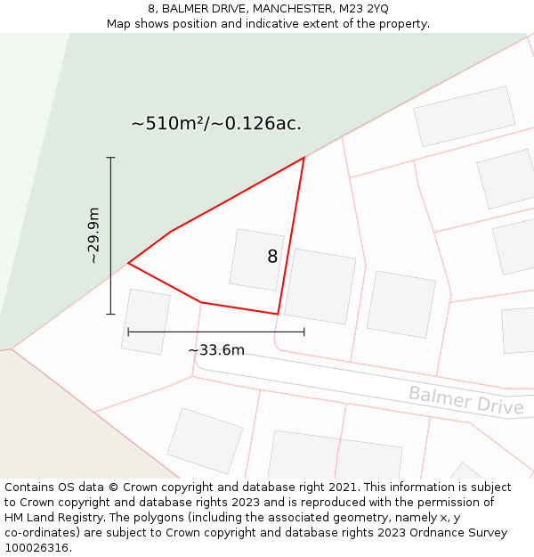 8, BALMER DRIVE, MANCHESTER, M23 2YQ: Plot and title map