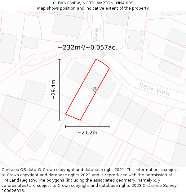 8, BANK VIEW, NORTHAMPTON, NN4 0RS: Plot and title map