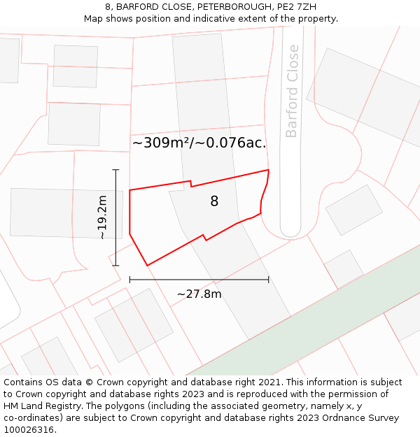 8, BARFORD CLOSE, PETERBOROUGH, PE2 7ZH: Plot and title map