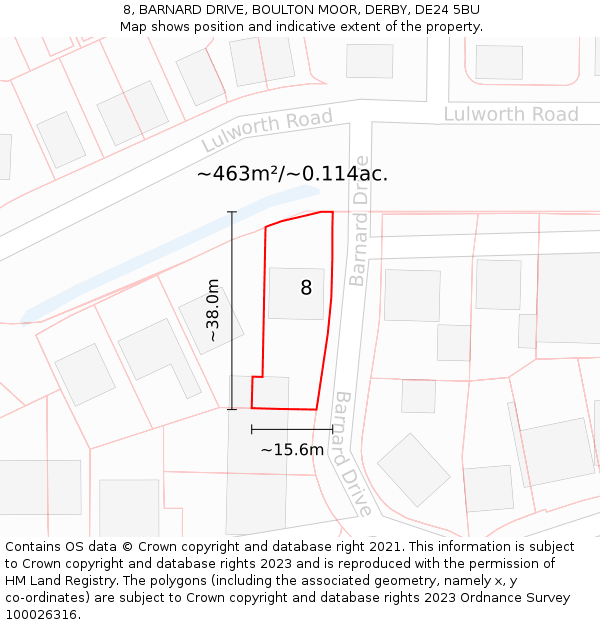 8, BARNARD DRIVE, BOULTON MOOR, DERBY, DE24 5BU: Plot and title map