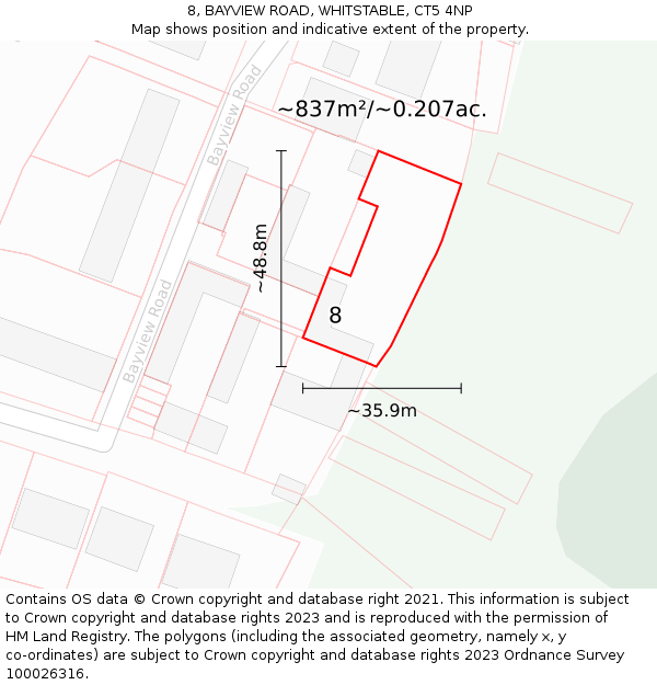 8, BAYVIEW ROAD, WHITSTABLE, CT5 4NP: Plot and title map