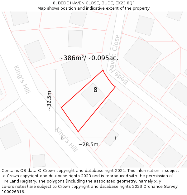 8, BEDE HAVEN CLOSE, BUDE, EX23 8QF: Plot and title map