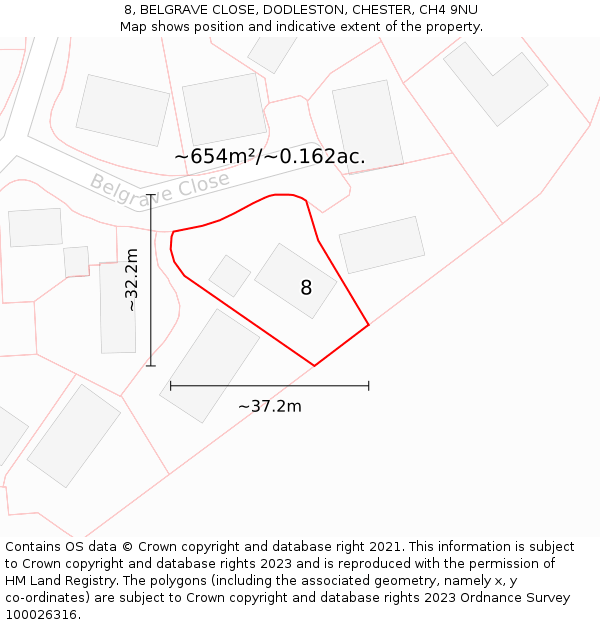8, BELGRAVE CLOSE, DODLESTON, CHESTER, CH4 9NU: Plot and title map