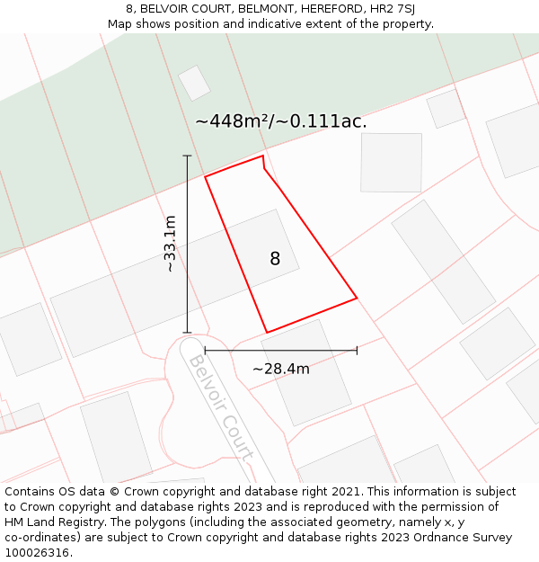8, BELVOIR COURT, BELMONT, HEREFORD, HR2 7SJ: Plot and title map