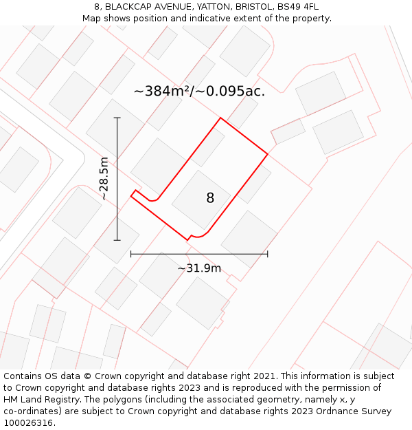 8, BLACKCAP AVENUE, YATTON, BRISTOL, BS49 4FL: Plot and title map