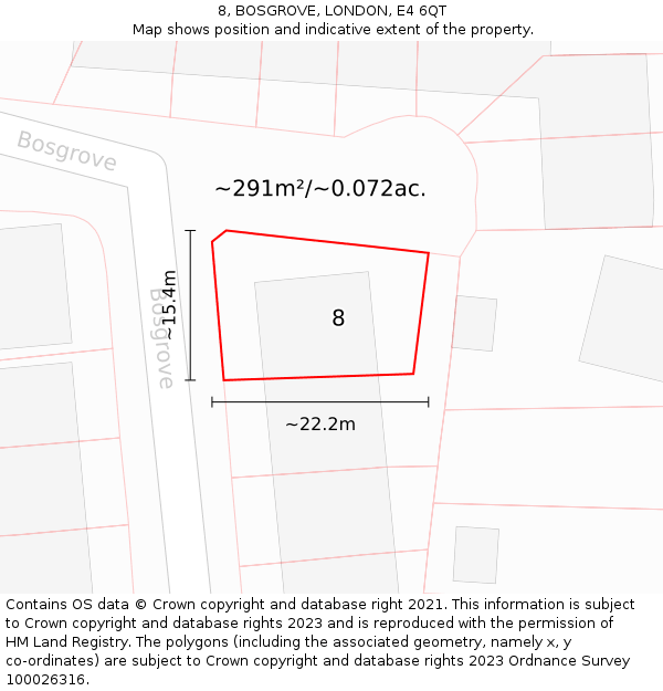 8, BOSGROVE, LONDON, E4 6QT: Plot and title map