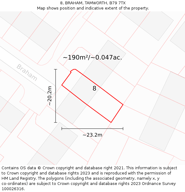 8, BRAHAM, TAMWORTH, B79 7TX: Plot and title map