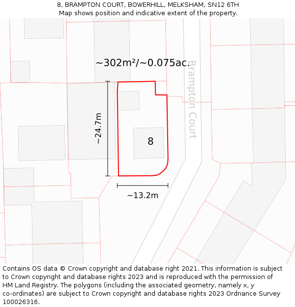 8, BRAMPTON COURT, BOWERHILL, MELKSHAM, SN12 6TH: Plot and title map