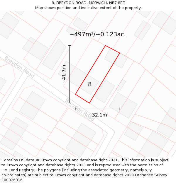8, BREYDON ROAD, NORWICH, NR7 8EE: Plot and title map