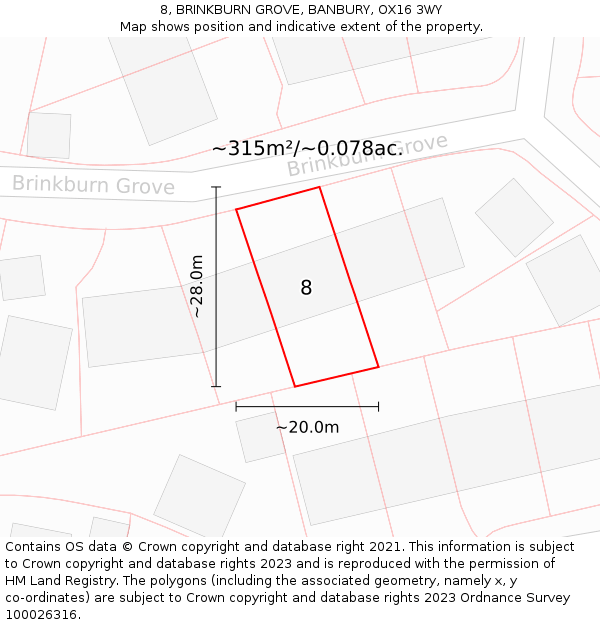 8, BRINKBURN GROVE, BANBURY, OX16 3WY: Plot and title map