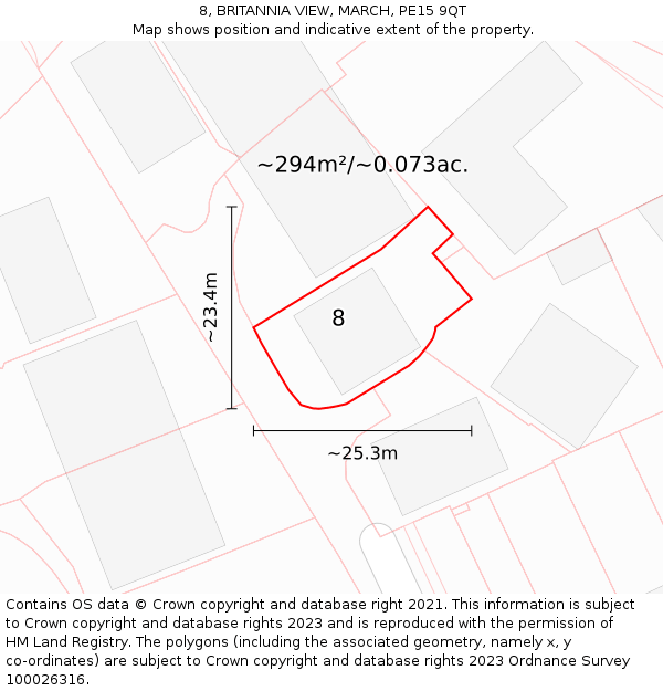 8, BRITANNIA VIEW, MARCH, PE15 9QT: Plot and title map