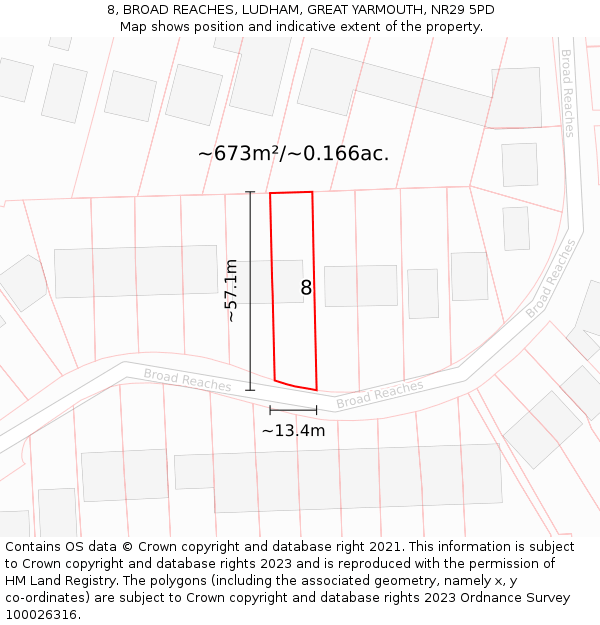 8, BROAD REACHES, LUDHAM, GREAT YARMOUTH, NR29 5PD: Plot and title map