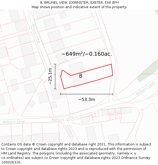 8, BRUNEL VIEW, EXMINSTER, EXETER, EX6 8FH: Plot and title map