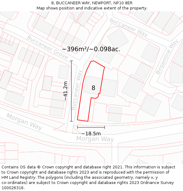 8, BUCCANEER WAY, NEWPORT, NP10 8ER: Plot and title map
