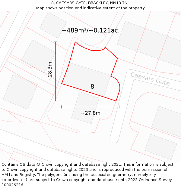 8, CAESARS GATE, BRACKLEY, NN13 7NH: Plot and title map