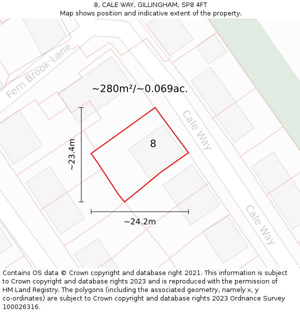 8, CALE WAY, GILLINGHAM, SP8 4FT: Plot and title map