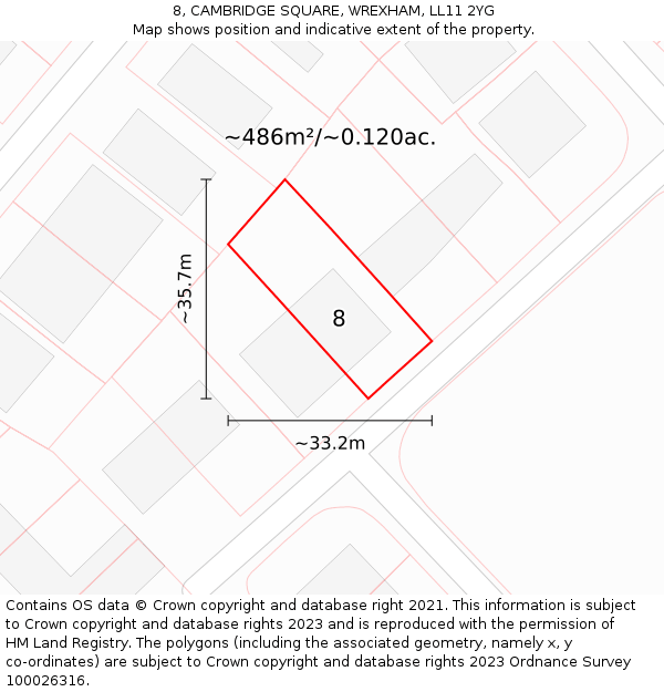 8, CAMBRIDGE SQUARE, WREXHAM, LL11 2YG: Plot and title map