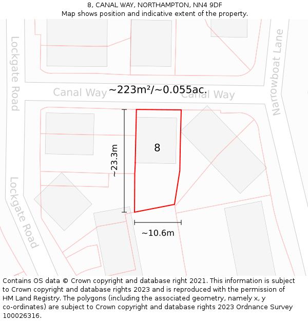 8, CANAL WAY, NORTHAMPTON, NN4 9DF: Plot and title map