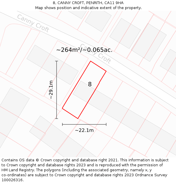 8, CANNY CROFT, PENRITH, CA11 9HA: Plot and title map