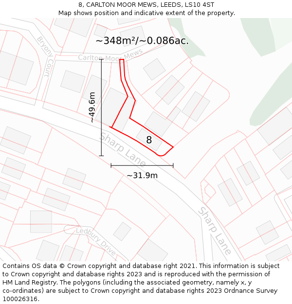 8, CARLTON MOOR MEWS, LEEDS, LS10 4ST: Plot and title map