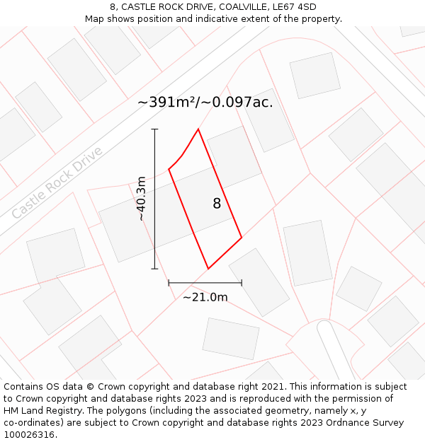 8, CASTLE ROCK DRIVE, COALVILLE, LE67 4SD: Plot and title map