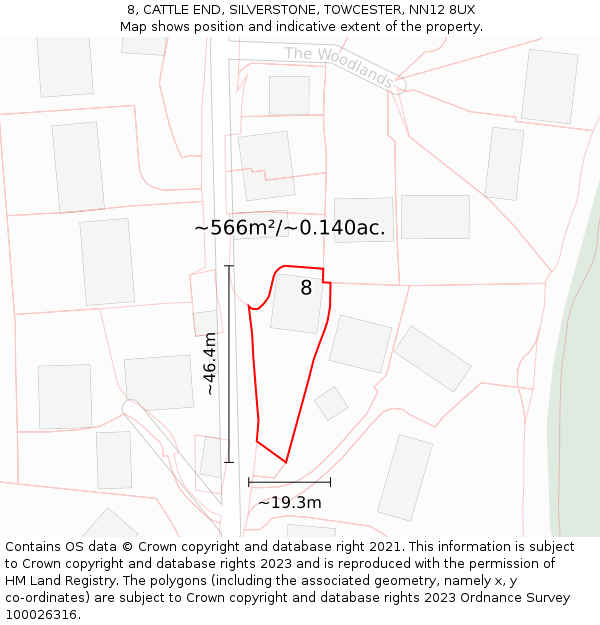 8, CATTLE END, SILVERSTONE, TOWCESTER, NN12 8UX: Plot and title map