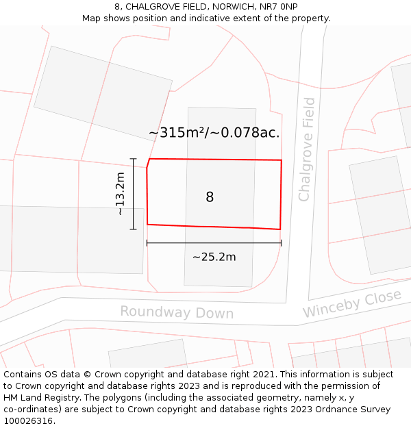 8, CHALGROVE FIELD, NORWICH, NR7 0NP: Plot and title map