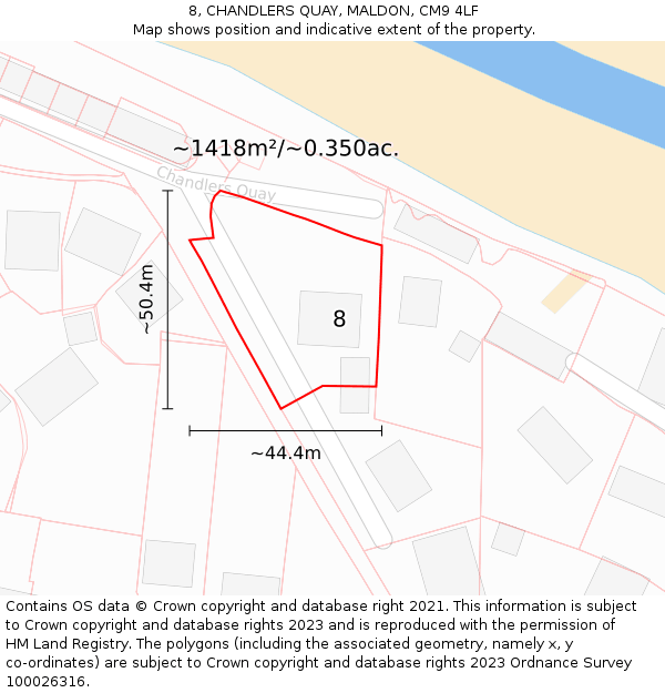 8, CHANDLERS QUAY, MALDON, CM9 4LF: Plot and title map