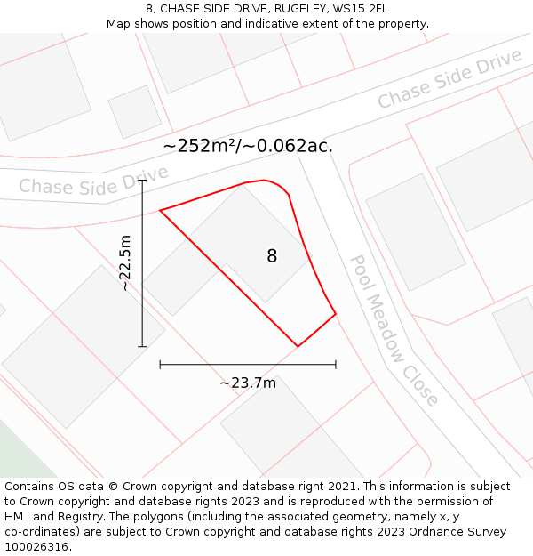 8, CHASE SIDE DRIVE, RUGELEY, WS15 2FL: Plot and title map