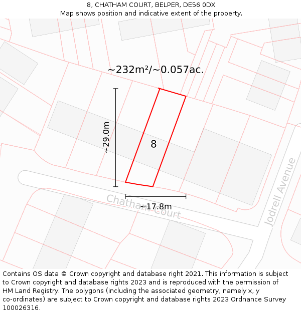 8, CHATHAM COURT, BELPER, DE56 0DX: Plot and title map