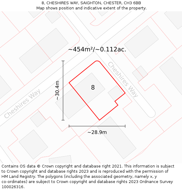 8, CHESHIRES WAY, SAIGHTON, CHESTER, CH3 6BB: Plot and title map