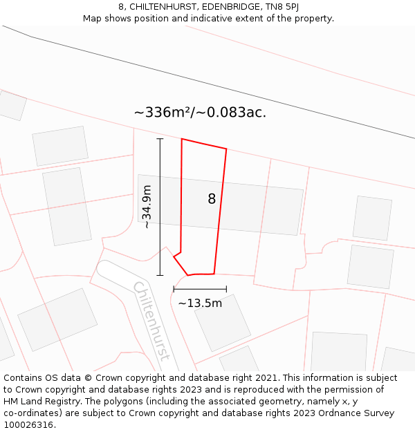 8, CHILTENHURST, EDENBRIDGE, TN8 5PJ: Plot and title map