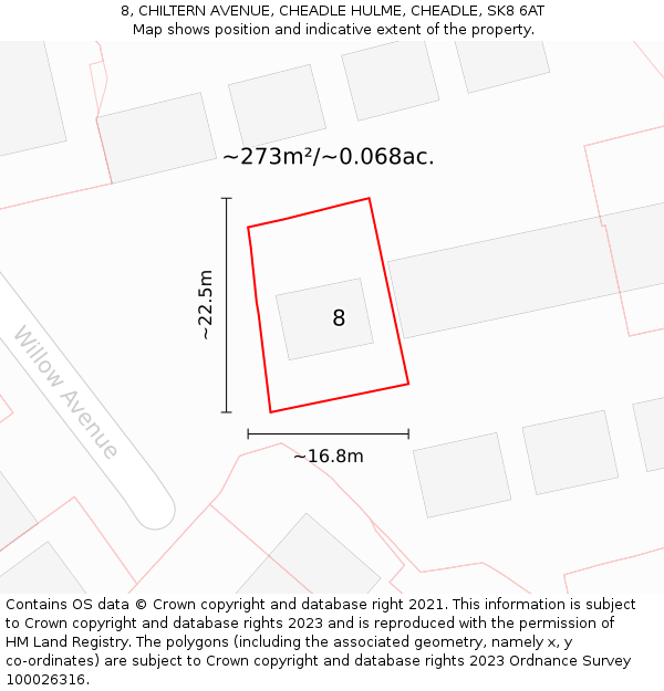 8, CHILTERN AVENUE, CHEADLE HULME, CHEADLE, SK8 6AT: Plot and title map