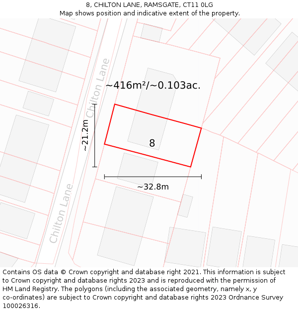 8, CHILTON LANE, RAMSGATE, CT11 0LG: Plot and title map