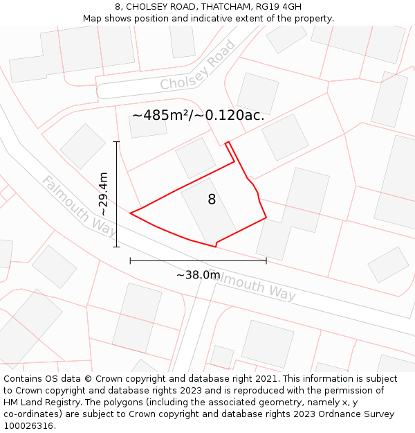 8, CHOLSEY ROAD, THATCHAM, RG19 4GH: Plot and title map