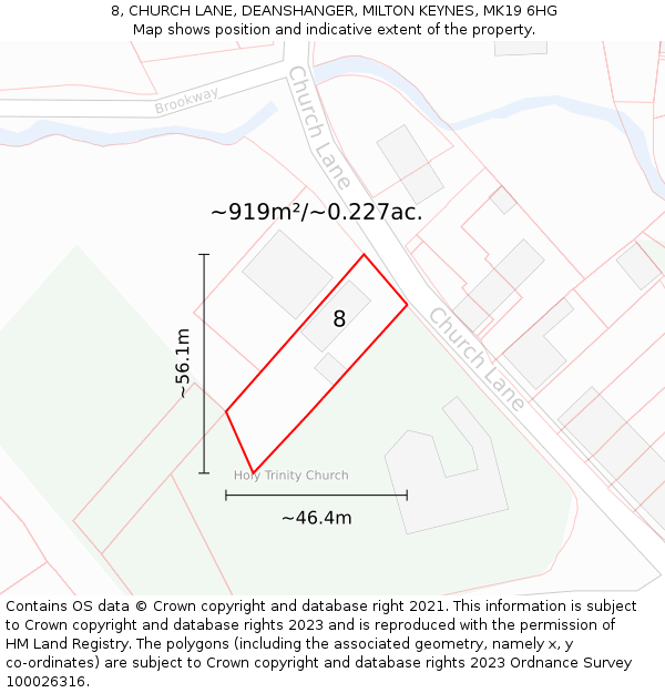 8, CHURCH LANE, DEANSHANGER, MILTON KEYNES, MK19 6HG: Plot and title map