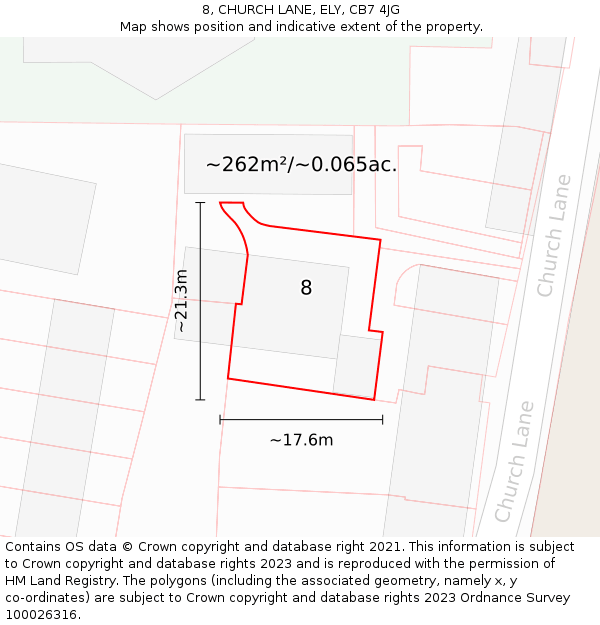 8, CHURCH LANE, ELY, CB7 4JG: Plot and title map