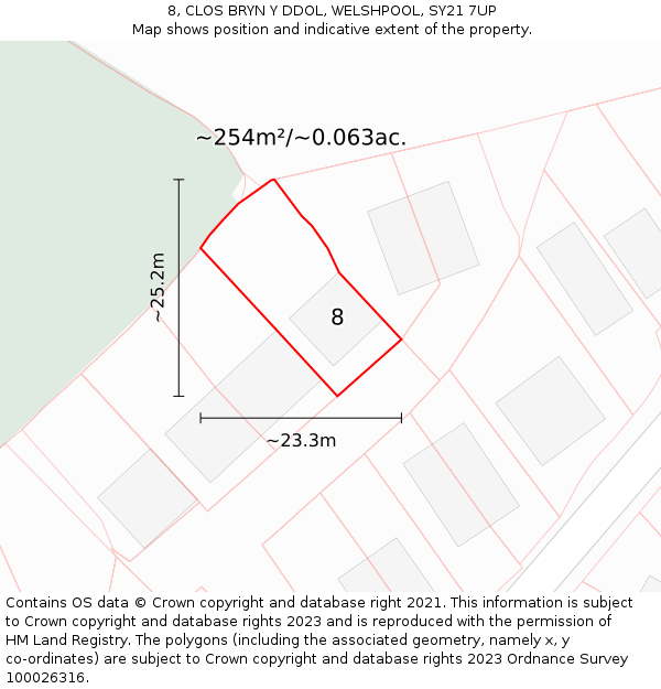 8, CLOS BRYN Y DDOL, WELSHPOOL, SY21 7UP: Plot and title map