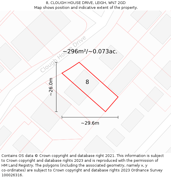 8, CLOUGH HOUSE DRIVE, LEIGH, WN7 2GD: Plot and title map