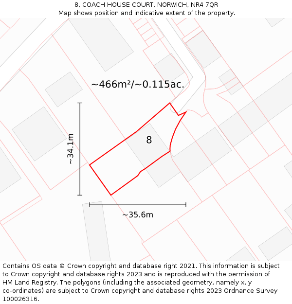 8, COACH HOUSE COURT, NORWICH, NR4 7QR: Plot and title map