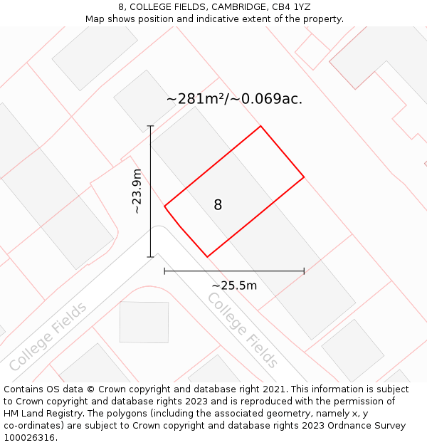 8, COLLEGE FIELDS, CAMBRIDGE, CB4 1YZ: Plot and title map