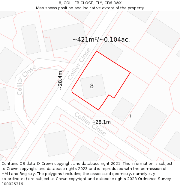 8, COLLIER CLOSE, ELY, CB6 3WX: Plot and title map