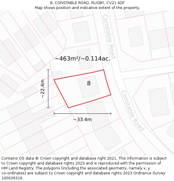 8, CONSTABLE ROAD, RUGBY, CV21 4DF: Plot and title map