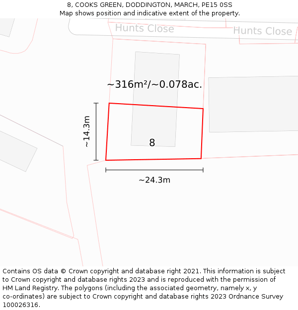 8, COOKS GREEN, DODDINGTON, MARCH, PE15 0SS: Plot and title map